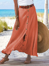 Women's Fashion Cotton Linen A-Line Hip Mid Waist Long Skirt - KaleaBoutique.com