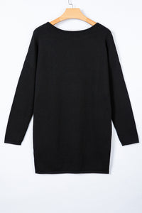 KaleaBoutique Stylish Asymmetric Neck Batwing Sleeve Shift Mini Sweater Dress - KaleaBoutique.com