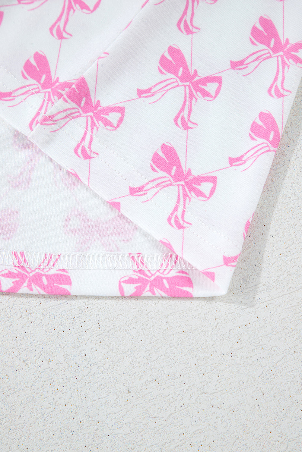 KaleaBoutique Comfortable Bowknot Printed Short Sleeve and Ruffled Shorts Pajama Set - KaleaBoutique.com
