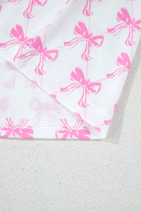 KaleaBoutique Comfortable Bowknot Printed Short Sleeve and Ruffled Shorts Pajama Set - KaleaBoutique.com