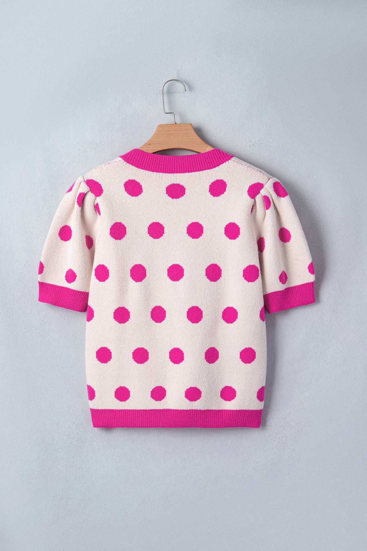 KaleaBoutique Stylish Polka Dot Puff Short Sleeve Sweater Top - KaleaBoutique.com