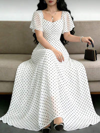 Women's Printed Flutter-Sleeve Ruched-Bodice Maxi Dress - KaleaBoutique.com