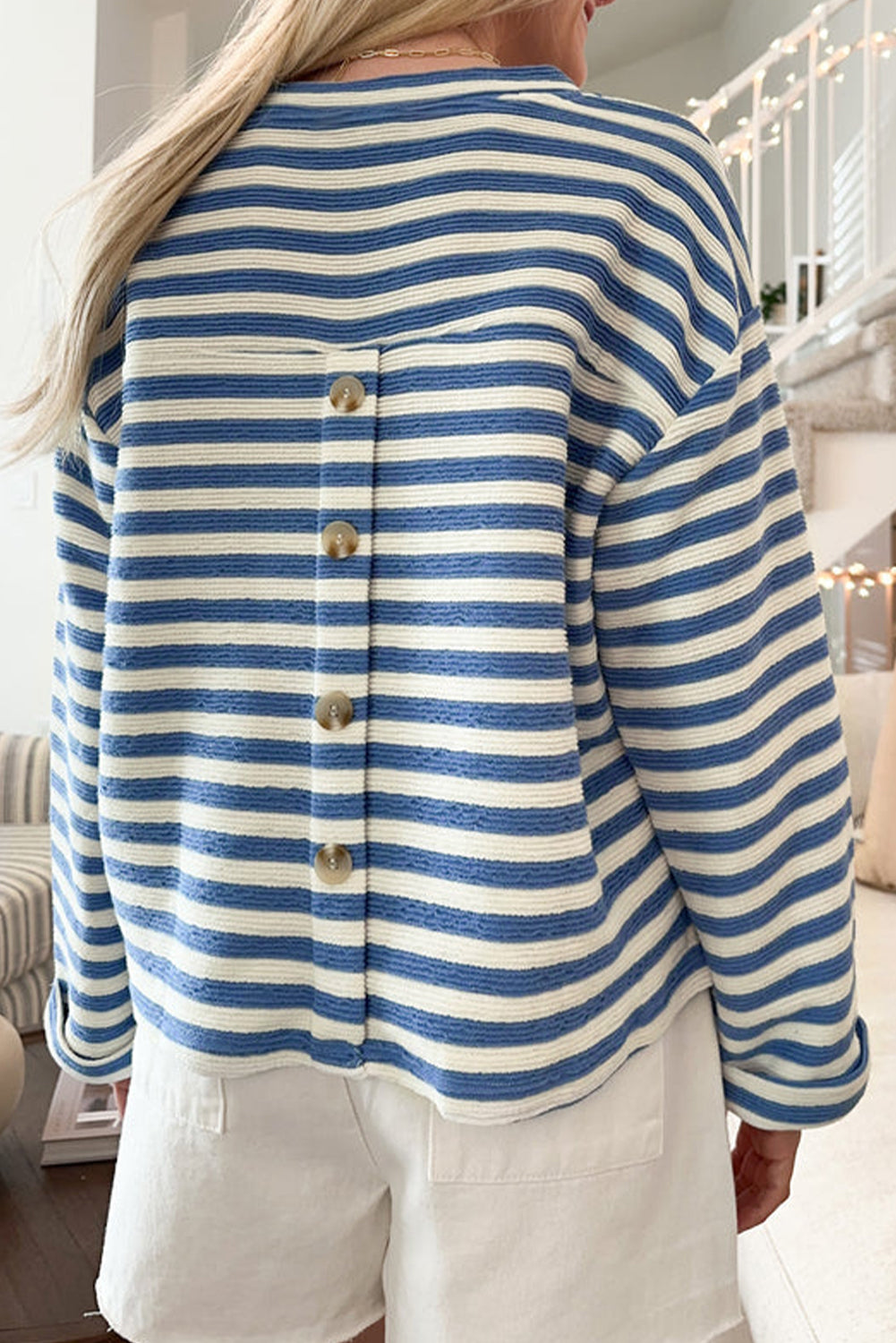 KaleaBoutique Comfortable Chest Pocket Buttoned Back Notched V Neck Top - KaleaBoutique.com