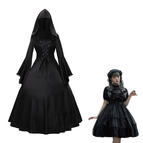 Halloween Medieval Retro Gothic Plus Size Trumpet Sleeve Stage Party Dress - KaleaBoutique.com