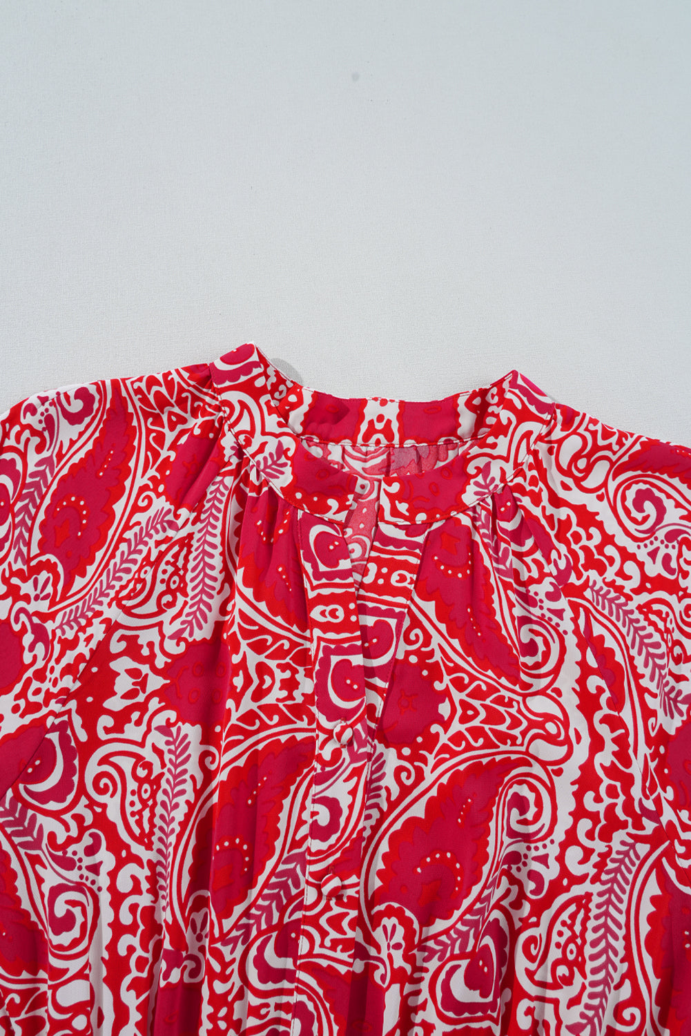 KaleaBoutique Stylish Paisley Print Side Slit Puff Sleeve High Waist Maxi Dress - KaleaBoutique.com