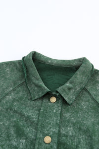 Vintage Washed Flap Pocket Button Shacket - KaleaBoutique.com