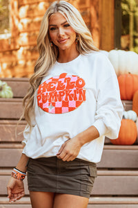 KaleaBoutique Stylish Terry Halloween Pumpkin Patched Pattern Pullover Sweatshirt - KaleaBoutique.com