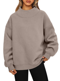 Women's Relaxed-Fit Mock-Neck Drop-Shoulder Sweatshirt - KaleaBoutique.com
