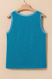 KaleaBoutique Metallic Sheen Edge Scoop Neck Tank Top - KaleaBoutique.com