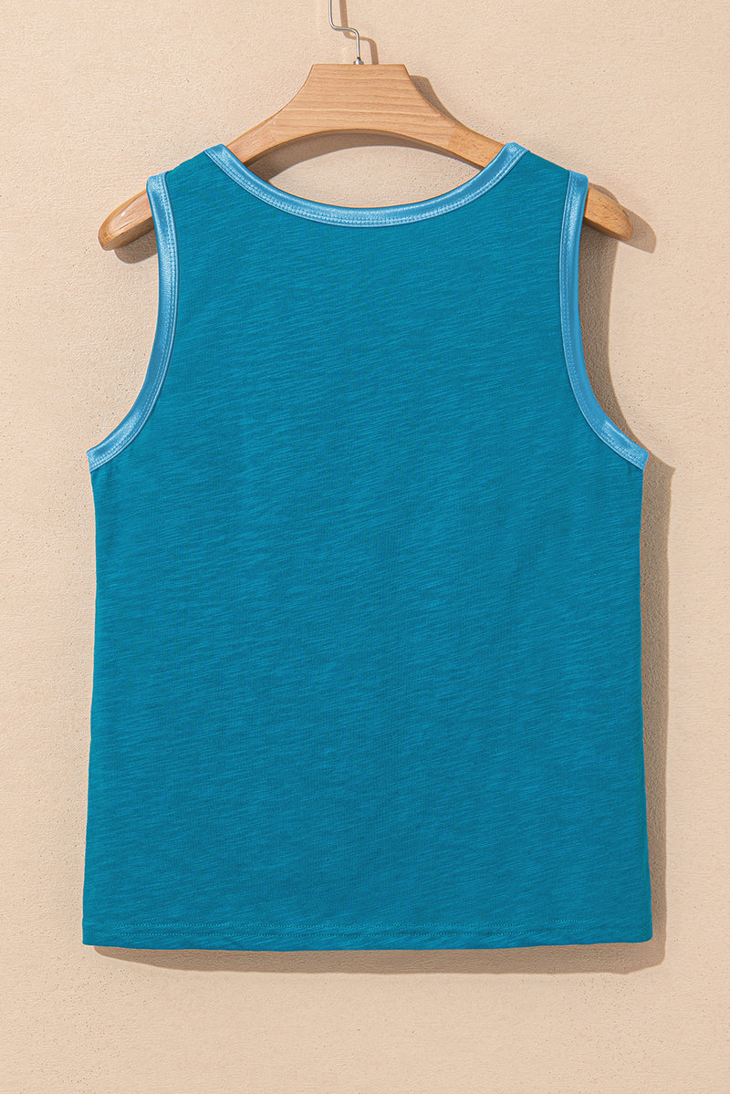 KaleaBoutique Metallic Sheen Edge Scoop Neck Tank Top - KaleaBoutique.com