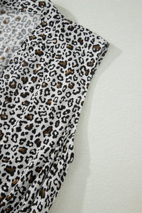 KaleaBoutique Stylish Leopard Zip Front V Neck Cinched Waist Sleeveless Maxi Dress - KaleaBoutique.com