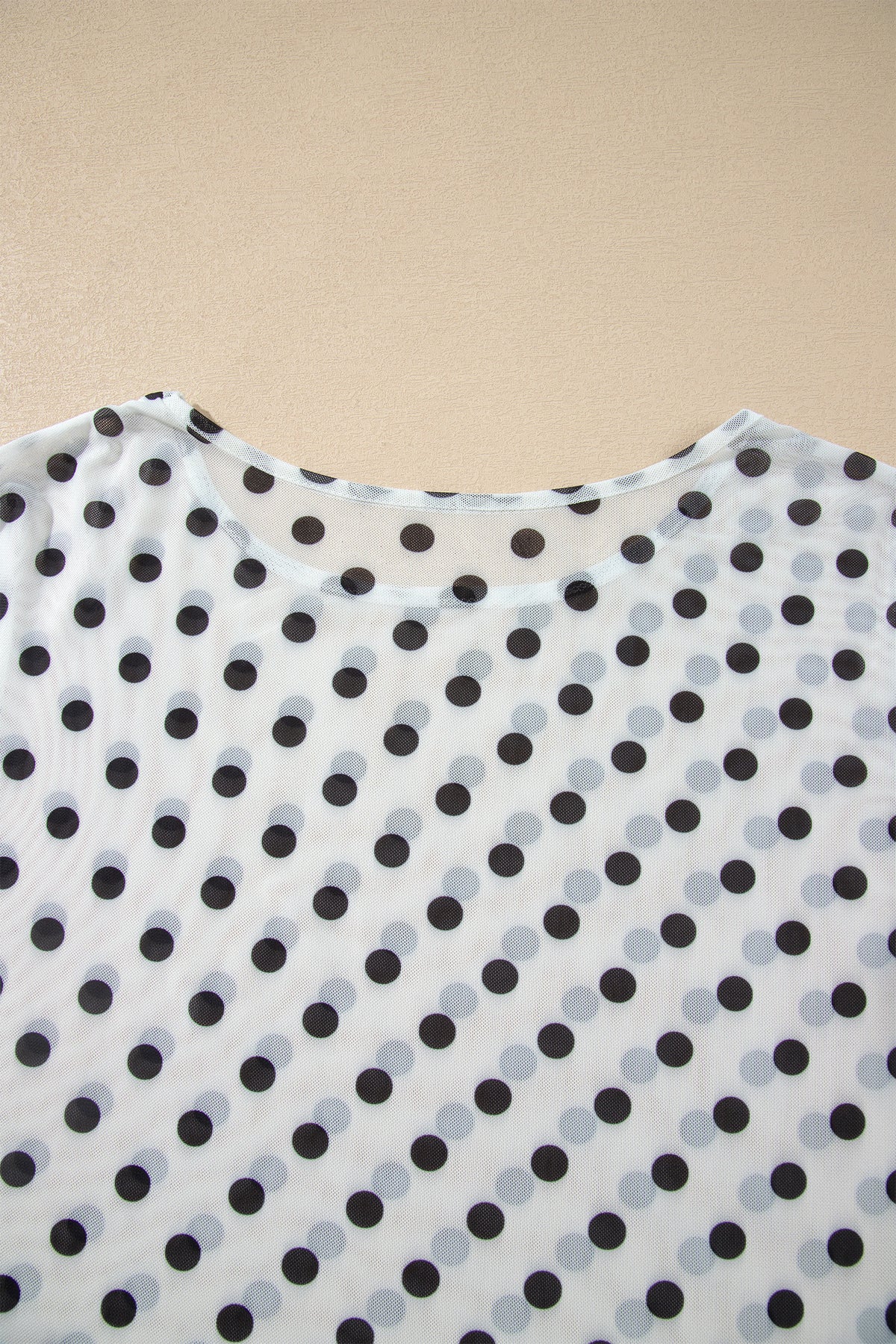 KaleaBoutique Stylish Polka Dot Sheer Mesh Long Sleeve Round Neck Shift Top - KaleaBoutique.com