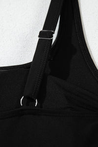 KaleaBoutique Side Tied Waist Square Neck Adjustable Straps A-line One Piece Swim Dress - KaleaBoutique.com