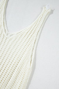 Crochet Fishnet Fringed Edge V Neck Beach Cover Up - KaleaBoutique.com