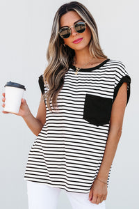 Chest Pocket Patch Round Neck Tank Top - KaleaBoutique.com