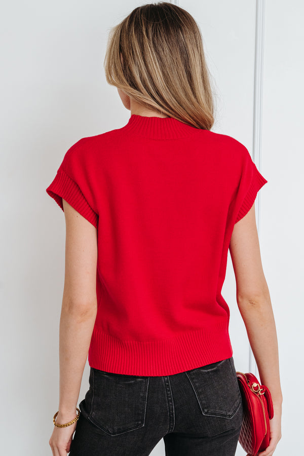 KaleaBoutique Comfortable Valentine Heart Graphic Cropped Short Sleeve Sweater - KaleaBoutique.com