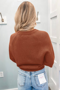 KaleaBoutique Comfortable Ribbed Knit Round Neck Short Sleeve Sweater - KaleaBoutique.com
