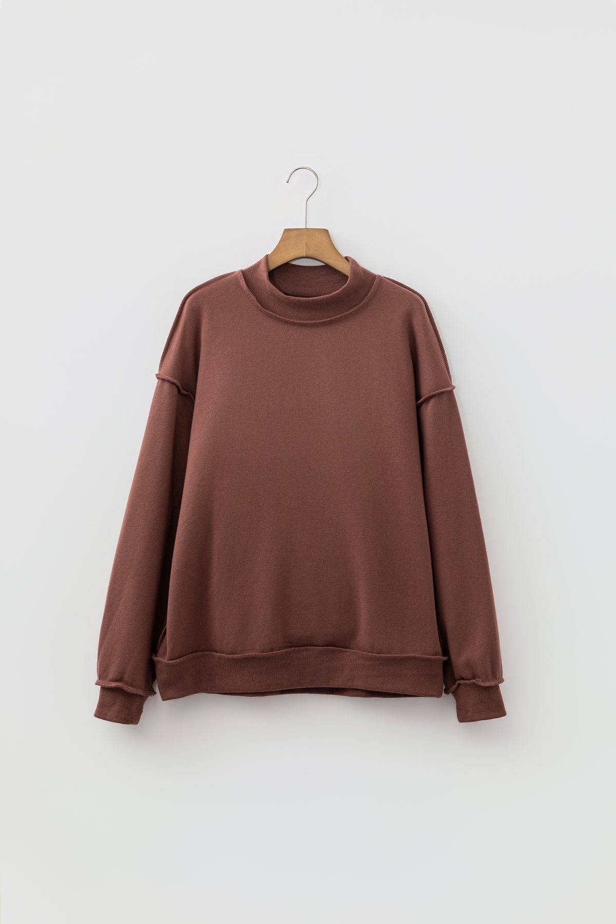 KaleaBoutique Stylish Oversize Drop Shoulder Reversible Mock Neck Sweatshirt - KaleaBoutique.com