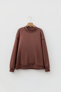 KaleaBoutique Stylish Oversize Drop Shoulder Reversible Mock Neck Sweatshirt - KaleaBoutique.com