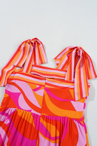 KaleaBoutique Stylish Abstract Print Knotted Shoulder High Waist Maxi Dress - KaleaBoutique.com