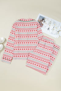 KaleaBoutique Comfortable Christmas Pattern Print Shirt Style Long 2pcs Pajama Set - KaleaBoutique.com