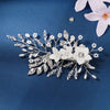 Ceramic Flower Oval Pearl Wire Hairclip, White Clay Flower Bridal Hair Clip, Wedding Crystal Bead Wire Floral Alligator Hairclip Hairpiece - KaleaBoutique.com