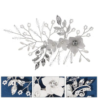 Ceramic Flower Bridal Hairclip, White Clay Flower Wedding Hair Clip, Large Floral Alligator Hairclip Hairpiece - KaleaBoutique.com