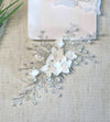 Ceramic White Flower Hair Comb, Bridal Pearl and Crystal Headpiece, Wedding Clay Flower Hair Comb - KaleaBoutique.com