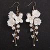 Ceramic White Flower Bridal Earrings, Wedding Ceramic Flower Ear Studs, White Clay Floral Earrings for Brides - KaleaBoutique.com