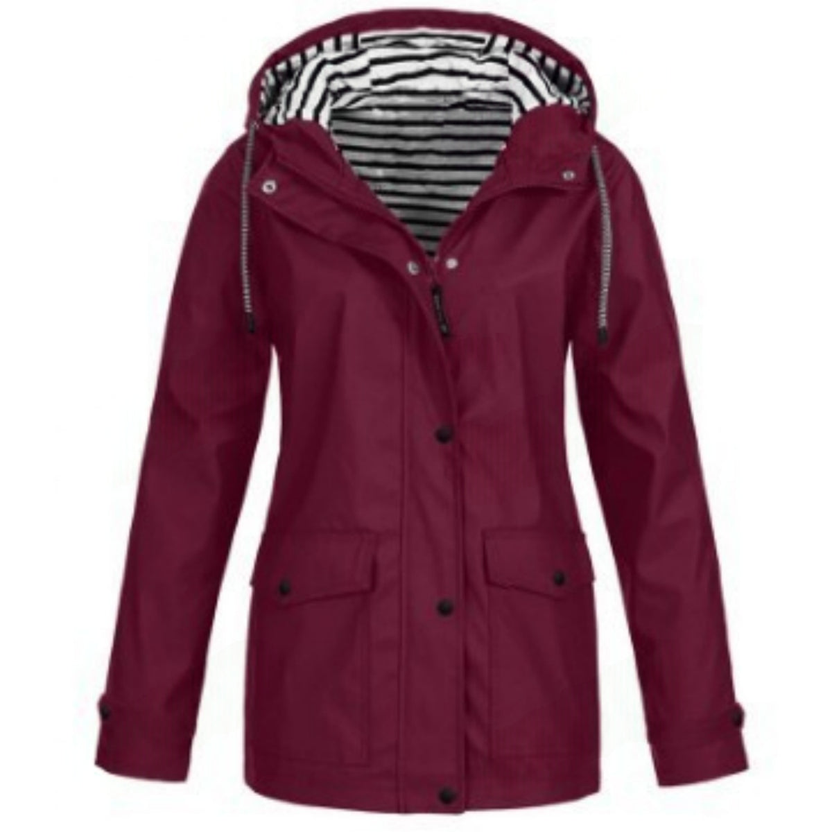 Wine Red Hooded Outdoor Jacket - KaleaBoutique.com