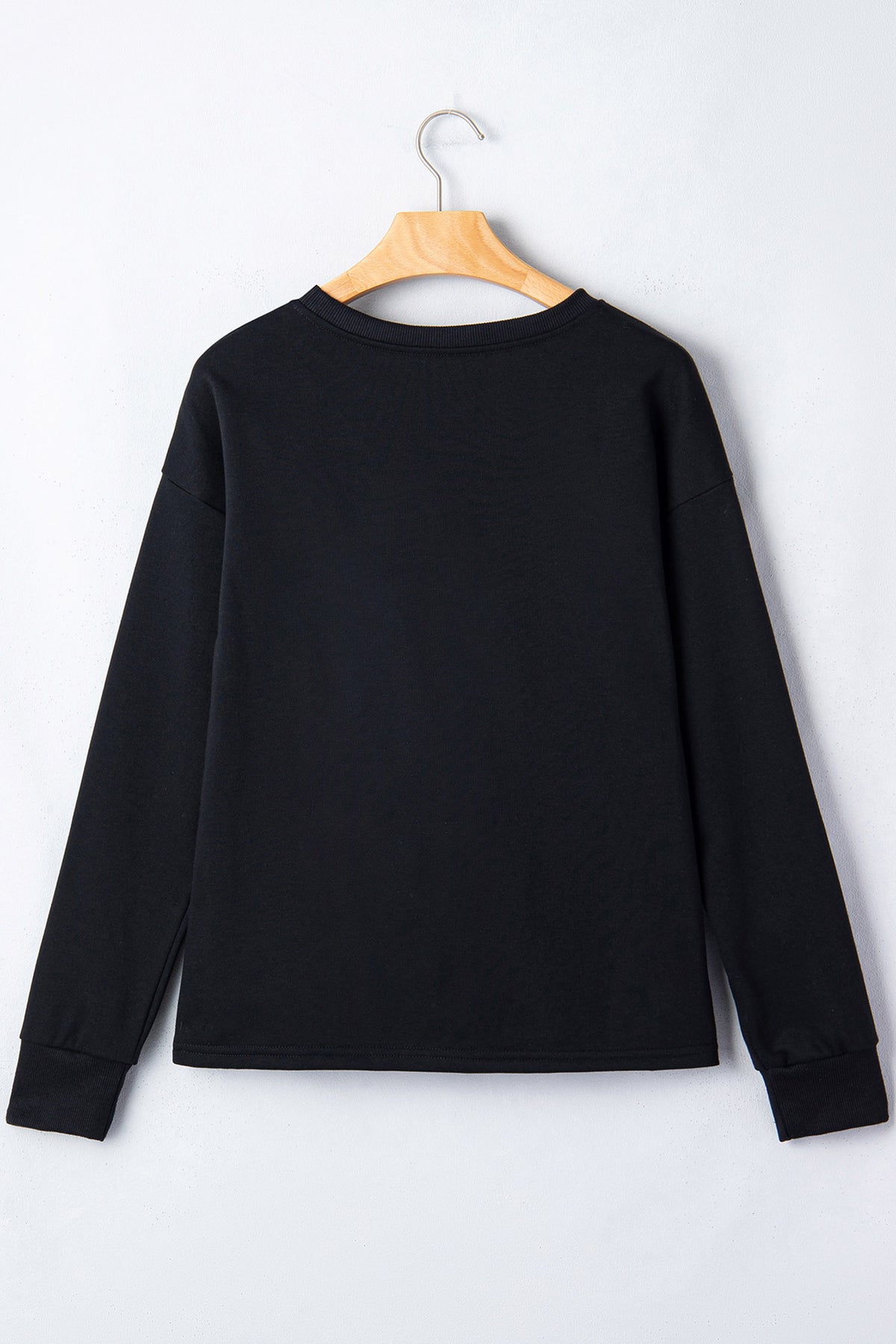 Black Glitter Ghost Halloween Long Sleeve Graphic Tee - KaleaBoutique.com