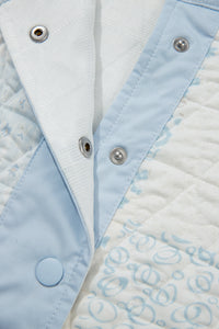 Floral Quilted Half Button Pocketed Pullover Sweatshirt - KaleaBoutique.com