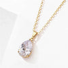 Clear Crystal Solitaire CZ Pendant Necklace, Wedding Bridal or Bridesmaid Teardrop Fashion Diamond Necklace, Gold Plated Chain Necklace - KaleaBoutique.com