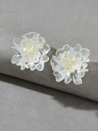 Clear Flowerhead Stud Earrings, Wedding Large Flower Stud Earrings, Bridal Glass Flower Earrings - KaleaBoutique.com