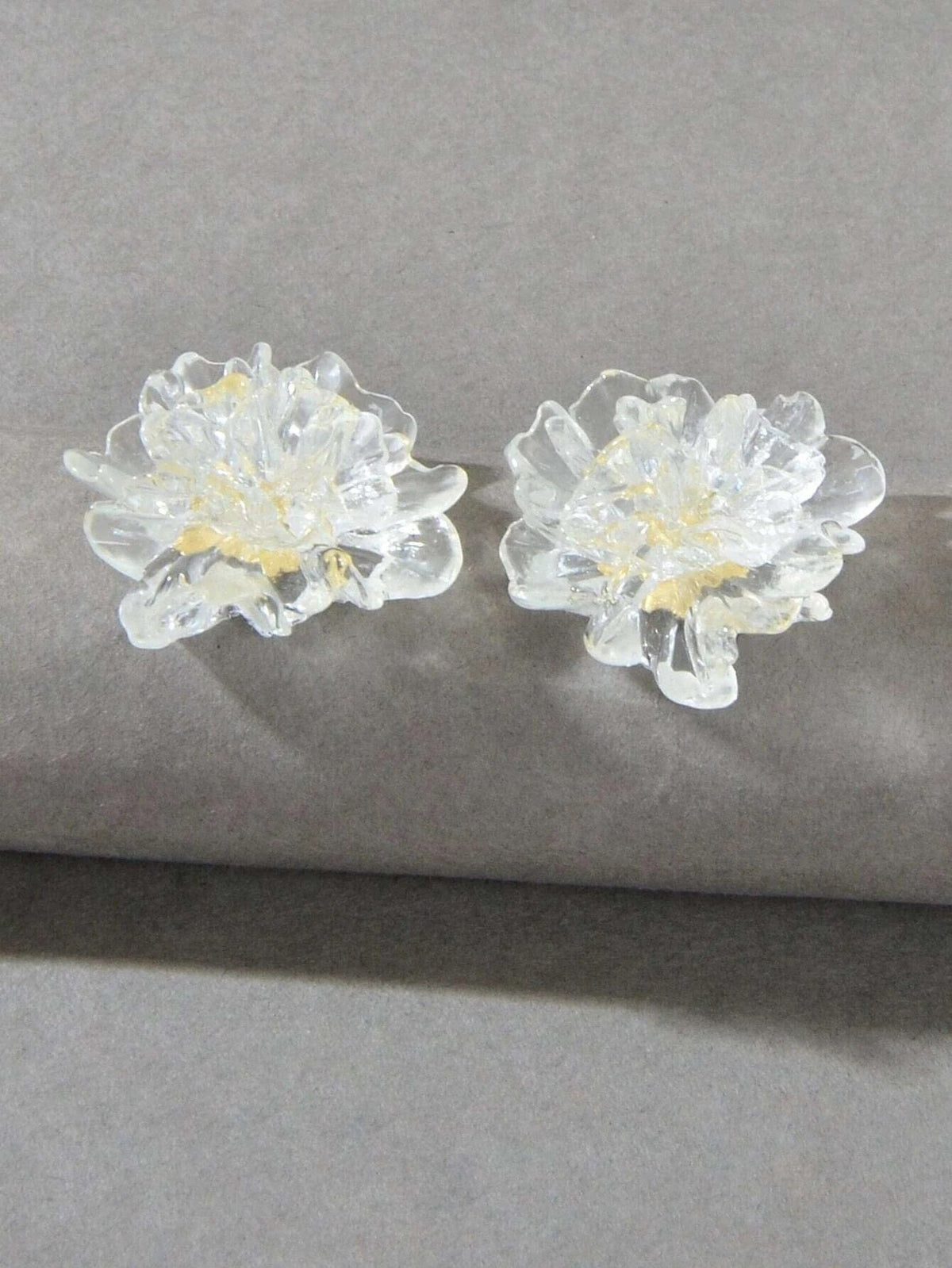 Clear Flowerhead Stud Earrings, Wedding Large Flower Stud Earrings, Bridal Glass Flower Earrings - KaleaBoutique.com