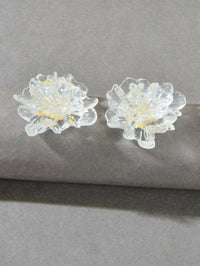 Clear Flowerhead Stud Earrings, Wedding Large Flower Stud Earrings, Bridal Glass Flower Earrings - KaleaBoutique.com