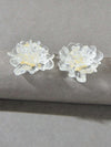 Clear Flowerhead Stud Earrings, Wedding Large Flower Stud Earrings, Bridal Glass Flower Earrings - KaleaBoutique.com