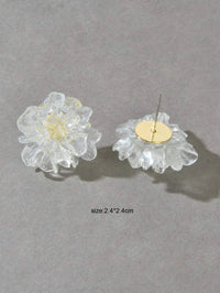 Clear Flowerhead Stud Earrings, Wedding Large Flower Stud Earrings, Bridal Glass Flower Earrings - KaleaBoutique.com