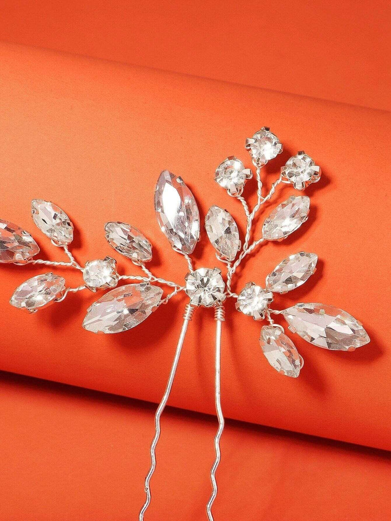 Clear Rhinestone Crystal 3 PC Hairpin Set, Bridal Wire Hair Pins, Wedding Crystal Hairpiece Set - KaleaBoutique.com