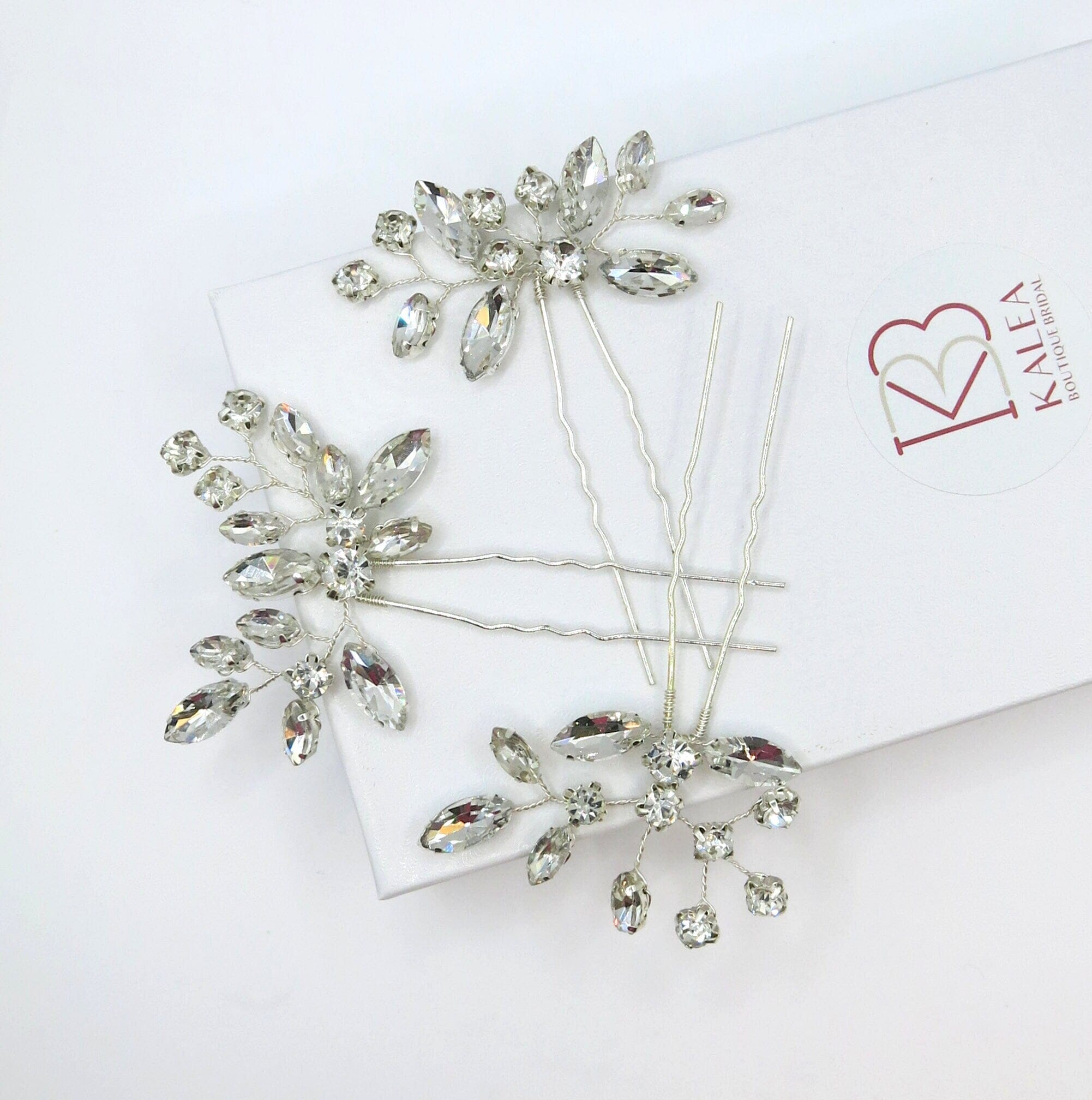 Clear Rhinestone Crystal 3 PC Hairpin Set, Bridal Wire Hair 