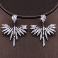 Crystal Ear Studs Phoenix Earrings, 2-in-1 Ear Jackets 14K Gold Plated Stud Earrings for Brides or Prom - KaleaBoutique.com