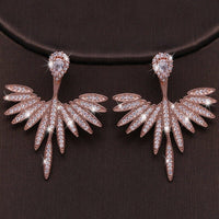 Crystal Ear Studs Phoenix Earrings, 2-in-1 Ear Jackets 14K Gold Plated Stud Earrings for Brides or Prom - KaleaBoutique.com