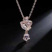 Crystal Bridal Pendant Necklace or Ear Studs, Wedding CZ Diamond Pendant, 14K Gold Plated Bridesmaid Jewelry - KaleaBoutique.com