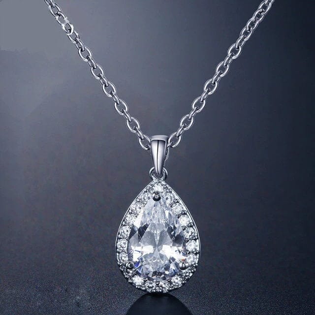 Crystal CZ Diamond Chandelier Earrings, Bridal Crystal Dangle Earrings or Chain Necklace, 14K Gold Plated Crystal Jewelry - KaleaBoutique.com