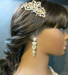 Crystal Flower Long Dangle Earrings, Wedding CZ Diamond Floral Ear Studs, Bridal Floral Crystal Earrings, Bridesmaid 14K Gold Copper Earrings - KaleaBoutique.com