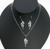 Crystal Leaf Bridal Necklace and Earrings 3 PC Set, CZ Crystal Wedding Bridesmaid Jewelry Set - KaleaBoutique.com