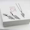 Crystal Leaf Bridal Necklace and Earrings 3 PC Set, CZ Crystal Wedding Bridesmaid Jewelry Set - KaleaBoutique.com