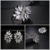 Crystal Cluster Large Floral Earrings, Bridal Crystal Leaf Ear Studs, Oversize CZ Diamond 14K Gold Plated Earrrings - KaleaBoutique.com