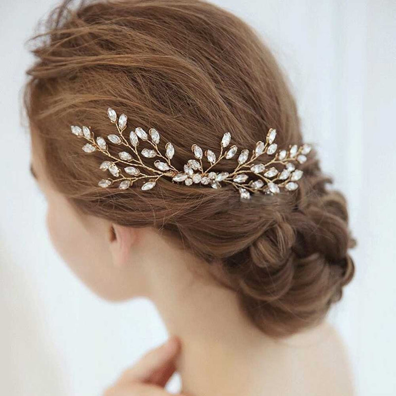 Crystal Bridal Hair Comb, Rhinestone Flower Crystal Hairpiece, Wedding Rhinestone Gem Decorative Hair Comb - KaleaBoutique.com