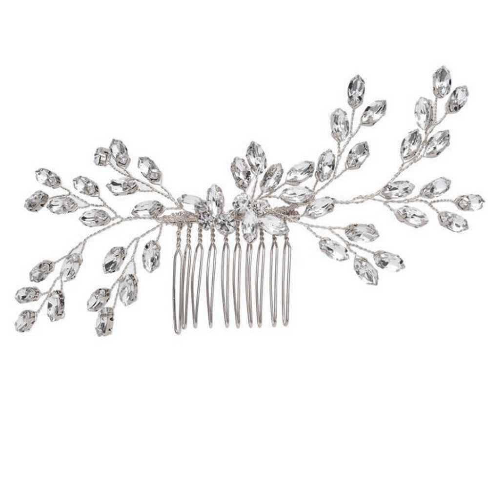 Crystal Bridal Hair Comb, Rhinestone Flower Crystal Hairpiece, Wedding Rhinestone Gem Decorative Hair Comb - KaleaBoutique.com